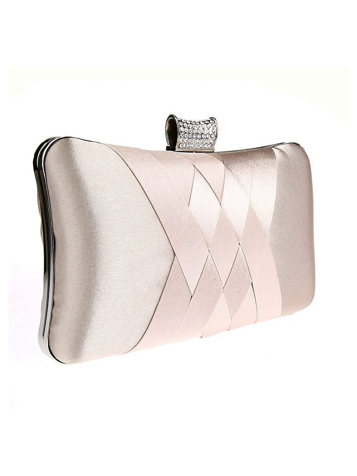 Pochettes de Soirée de Mariage en Cuir Pu et Soie avec Cristaux Unis