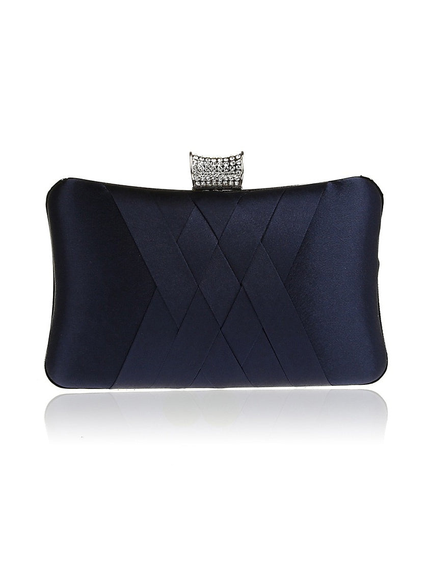 Pochettes de Soirée de Mariage en Cuir Pu et Soie avec Cristaux Unis