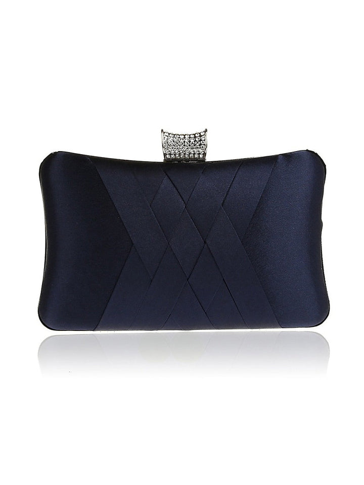Pochettes de Soirée de Mariage en Cuir Pu et Soie avec Cristaux Unis