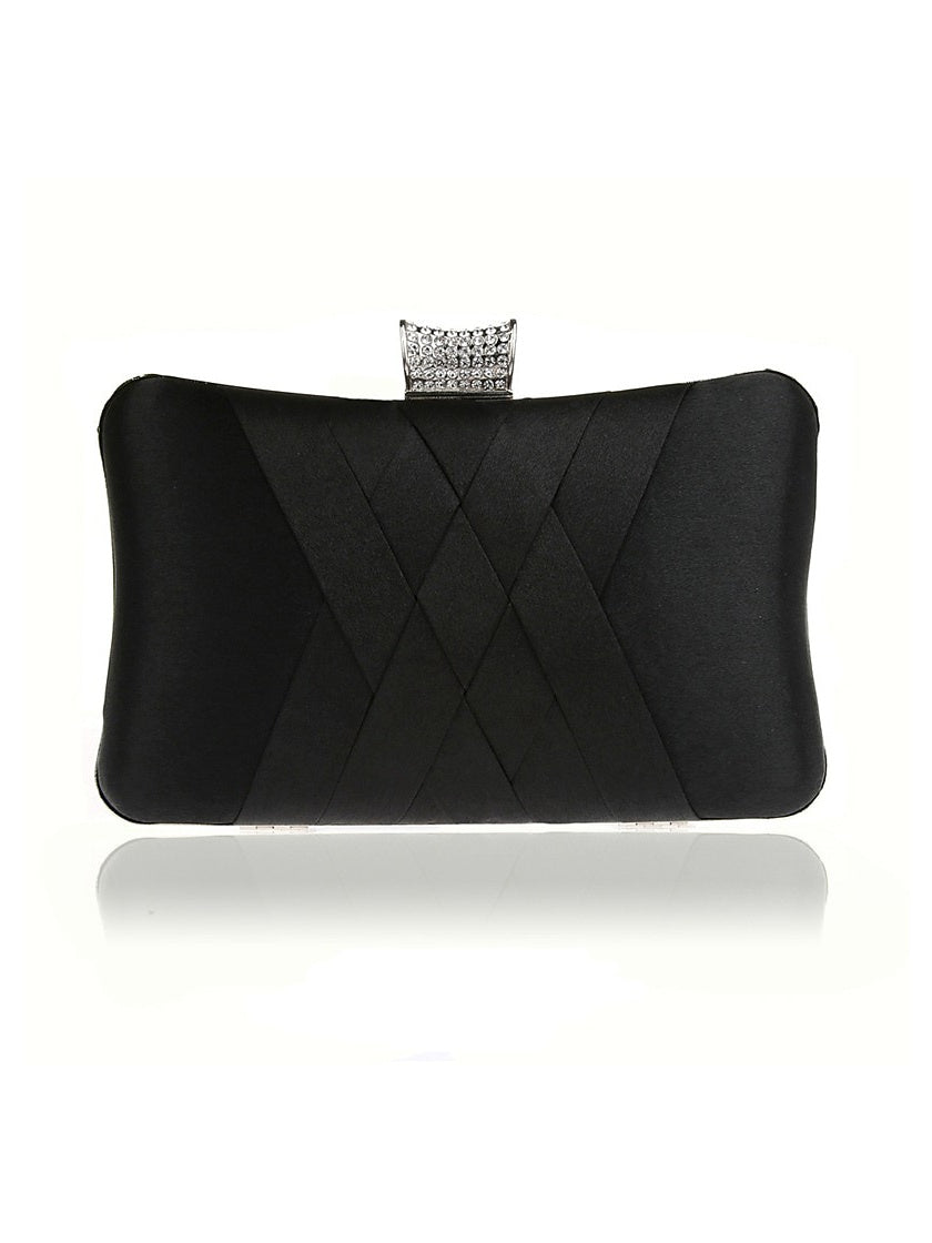 Pochettes de Soirée de Mariage en Cuir Pu et Soie avec Cristaux Unis