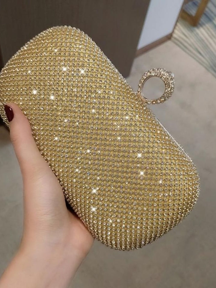 Pochettes en Alliage de Couleur Unie avec Cristaux Scintillants