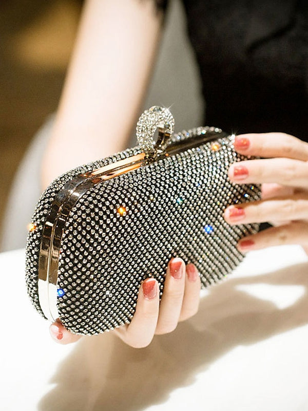 Pochettes en Alliage de Couleur Unie avec Cristaux Scintillants