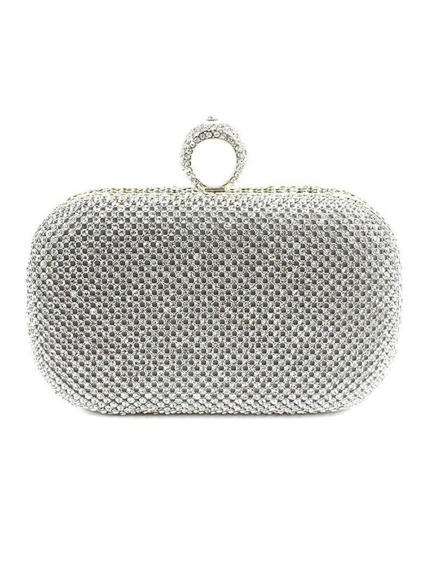 Pochettes en Alliage de Couleur Unie avec Cristaux Scintillants