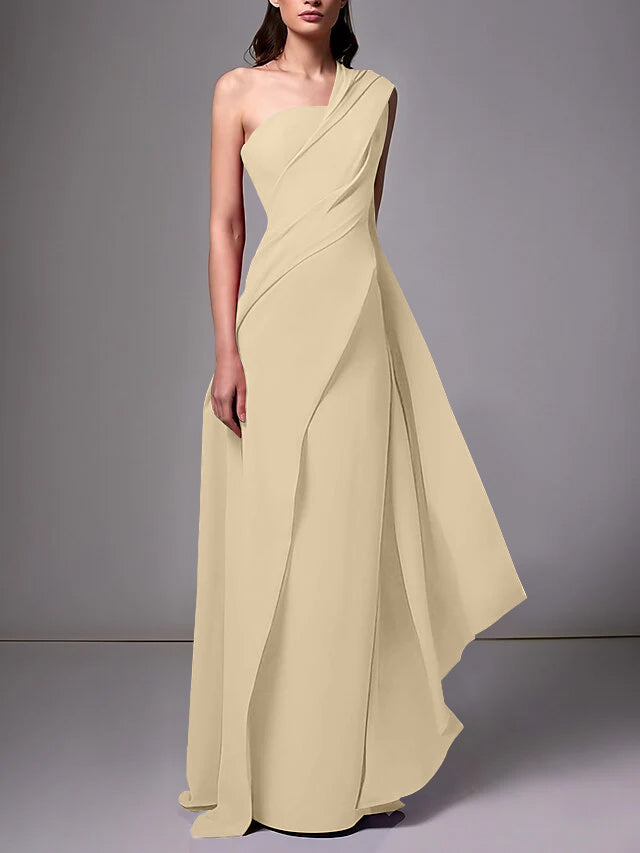 Robe de Soirée Fourreau/Colonne à Une Épaule Sans Manches avec Plis Froncés
