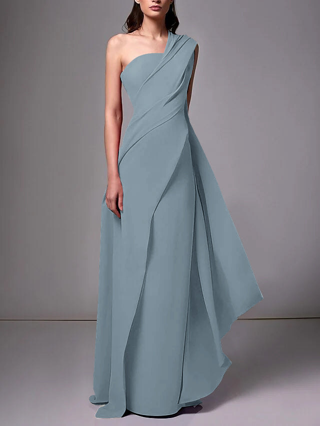Robe de Soirée Fourreau/Colonne à Une Épaule Sans Manches avec Plis Froncés