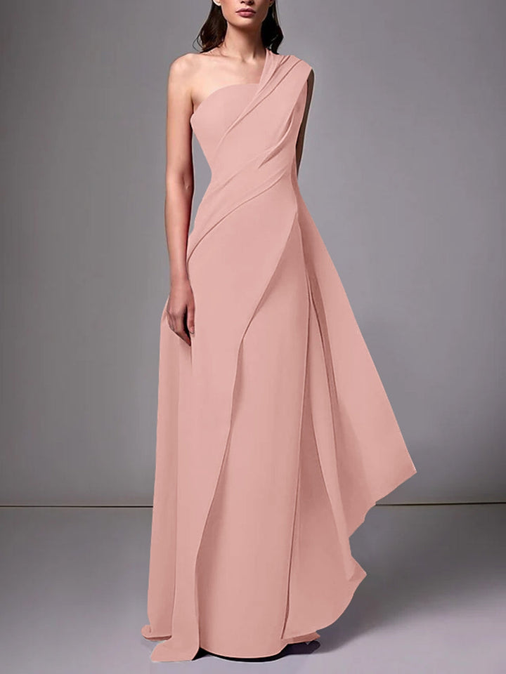 Robe de Soirée Fourreau/Colonne à Une Épaule Sans Manches avec Plis Froncés