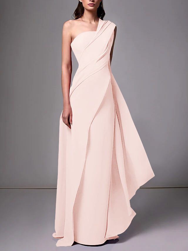 Robe de Soirée Fourreau/Colonne à Une Épaule Sans Manches avec Plis Froncés