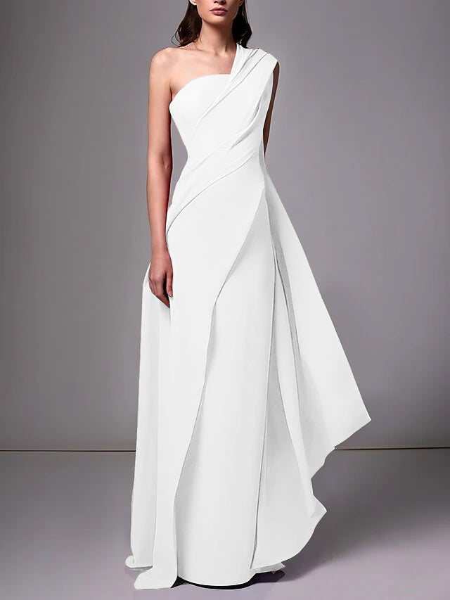 Robe de Soirée Fourreau/Colonne à Une Épaule Sans Manches avec Plis Froncés