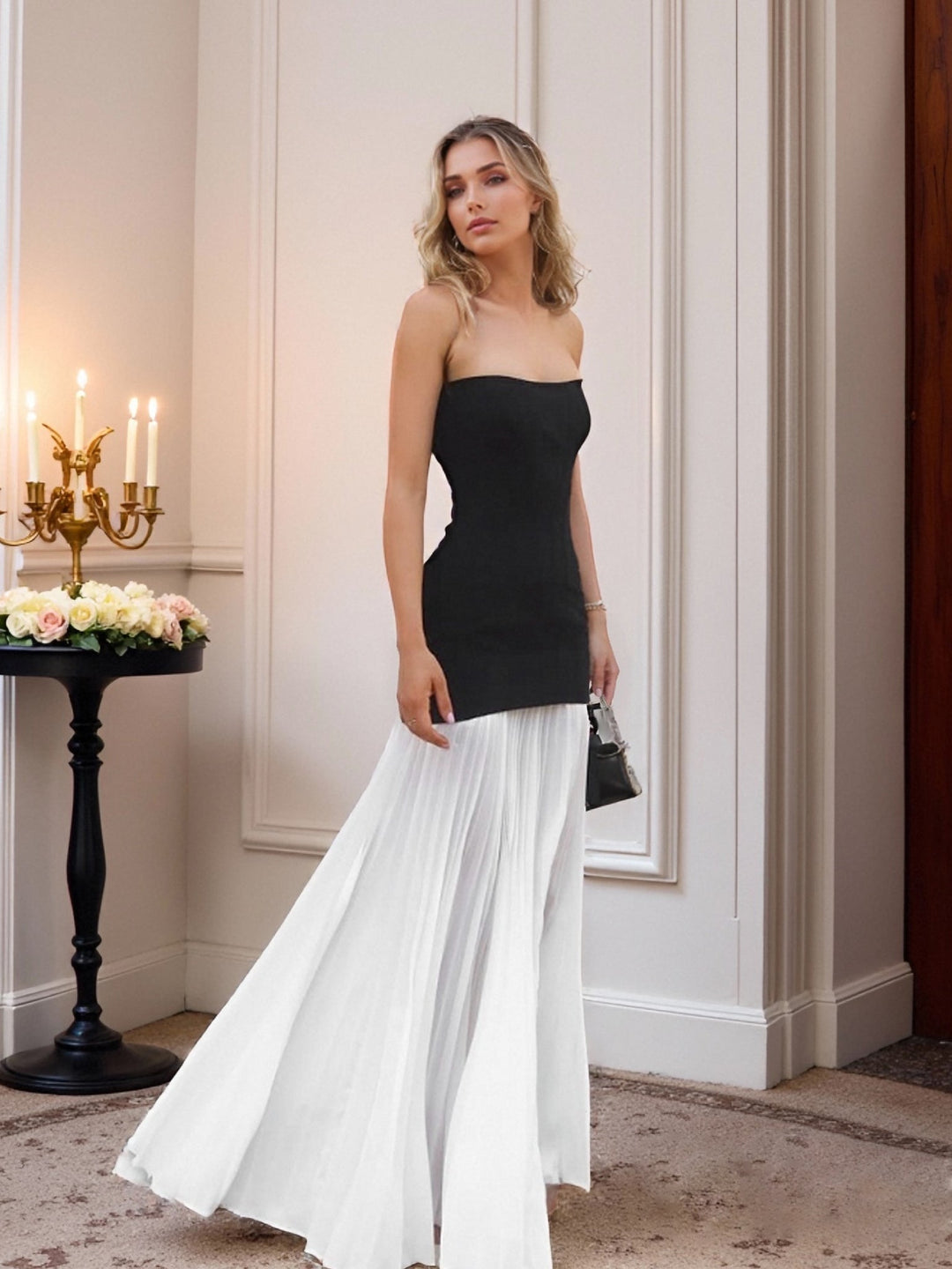Ligne A/Princesse Sans Bretelles Sans Manches Ruché La Longueur du Sol Robes d'Invité de Mariage
