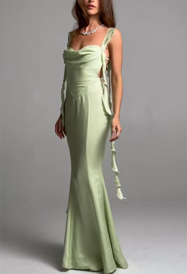 Robe de Soirée Longue Sans Manches, Fourreau/Colonne, Sans Bretelles, Longueur Au Sol, avec Ceinture