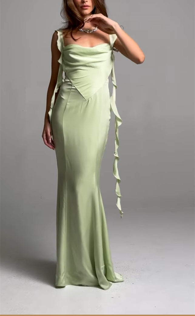 Robe de Soirée Longue Sans Manches, Fourreau/Colonne, Sans Bretelles, Longueur Au Sol, avec Ceinture