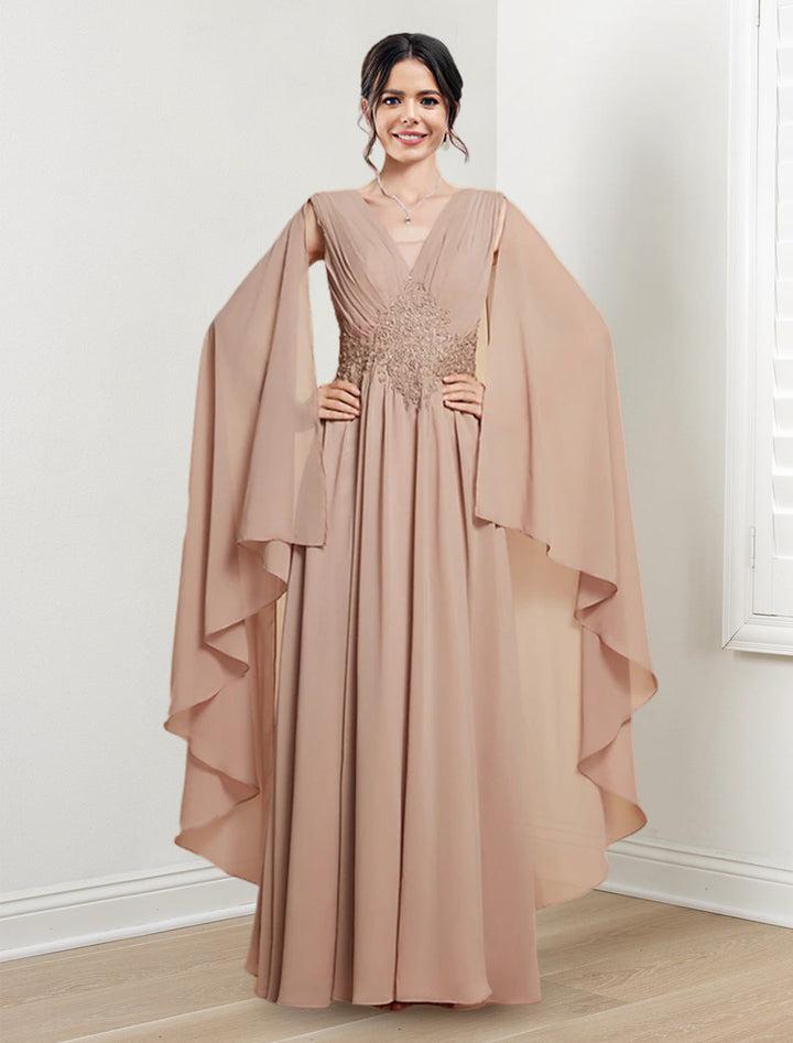 Robes de Mère de la Mariée Coupe A-Line/Princess à Col en V et Longueur Au Sol
