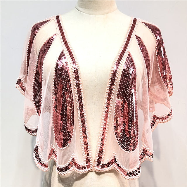 Châles Enveloppants pour Femmes, Style Vintage, Sans Manches, à Paillettes, pour Fête