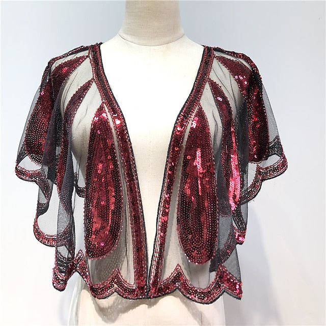 Châles Enveloppants pour Femmes, Style Vintage, Sans Manches, à Paillettes, pour Fête