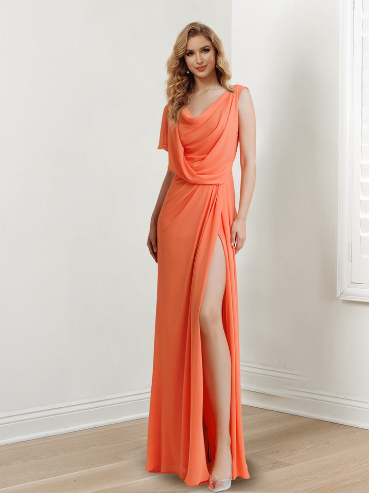 Robe de Soirée Longue Fourreau/Colonne Sans Manches, Longueur Au Sol, avec Fente Sur le Côté