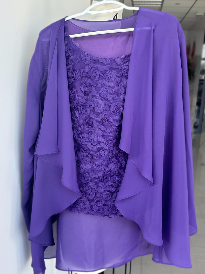Tailleur-Pantalon en Mousseline à Manches Longues pour Mère de la Mariée avec Veste