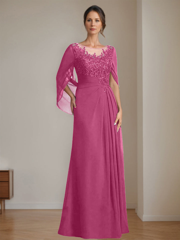 Ligne A/Princesse Scoop La Longueur du Sol Robes Mère de La Mariée avec Pleated & Paillettes