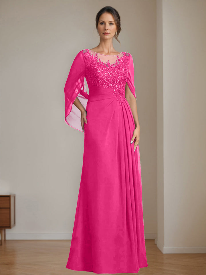 Ligne A/Princesse Scoop La Longueur du Sol Robes Mère de La Mariée avec Pleated & Paillettes