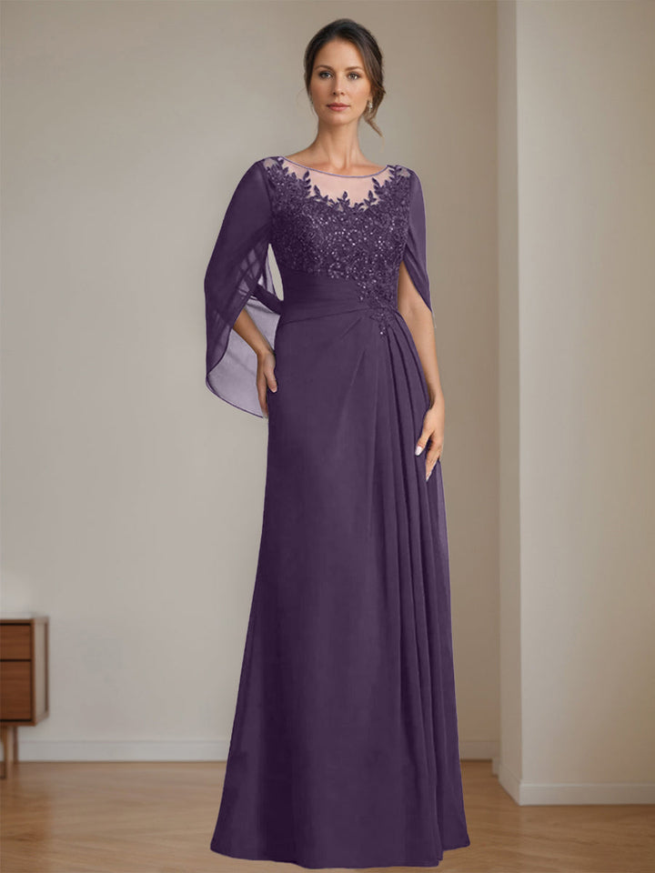 Ligne A/Princesse Scoop La Longueur du Sol Robes Mère de La Mariée avec Pleated & Paillettes