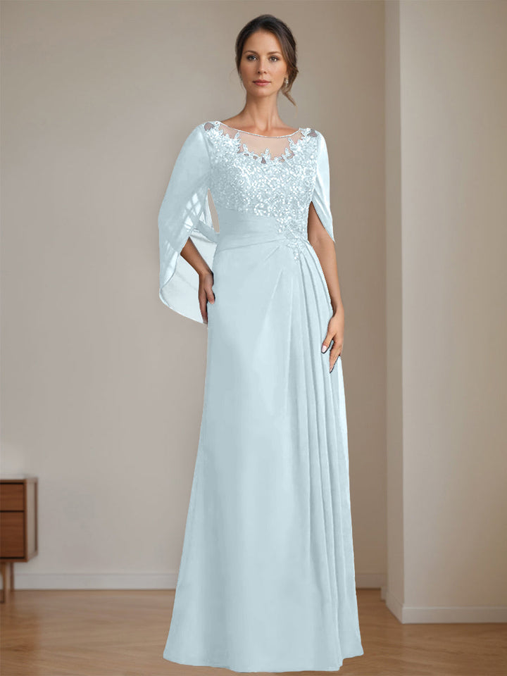 Ligne A/Princesse Scoop La Longueur du Sol Robes Mère de La Mariée avec Pleated & Paillettes