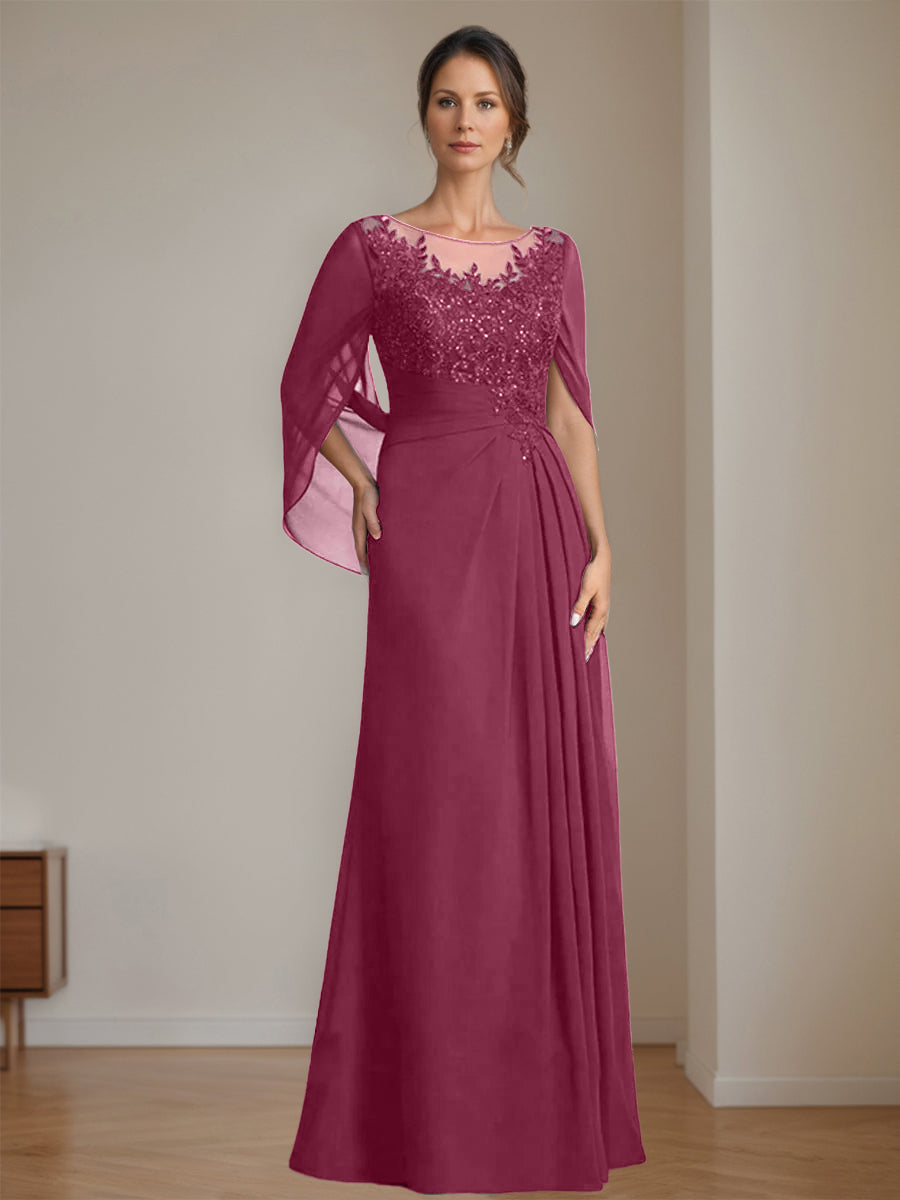 Ligne A/Princesse Scoop La Longueur du Sol Robes Mère de La Mariée avec Pleated & Paillettes