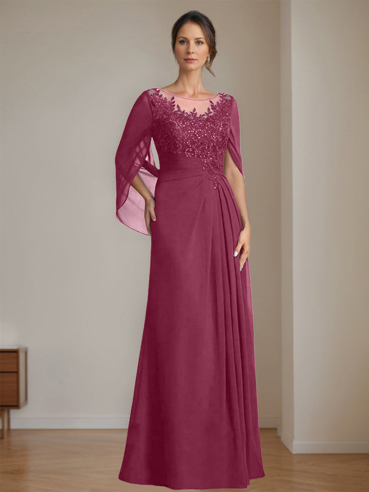 Ligne A/Princesse Scoop La Longueur du Sol Robes Mère de La Mariée avec Pleated & Paillettes
