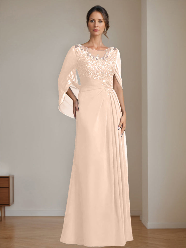 Ligne A/Princesse Scoop La Longueur du Sol Robes Mère de La Mariée avec Pleated & Paillettes