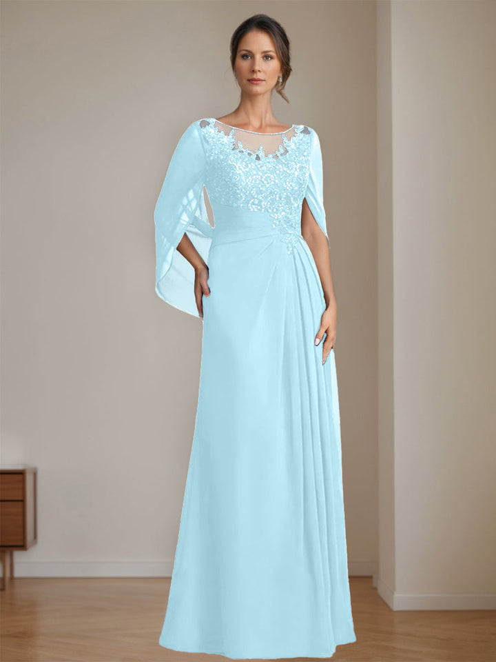 Ligne A/Princesse Scoop La Longueur du Sol Robes Mère de La Mariée avec Pleated & Paillettes
