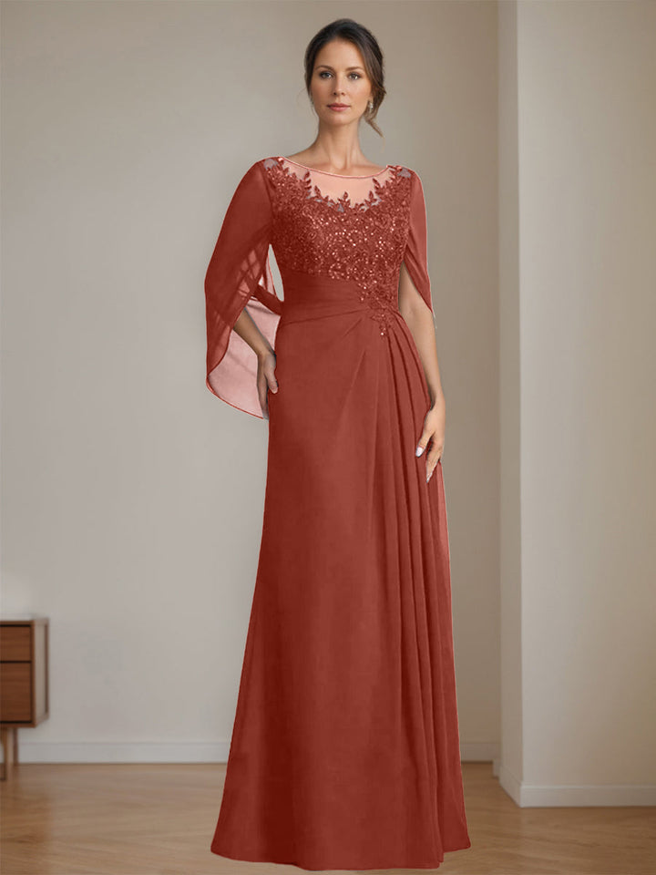 Ligne A/Princesse Scoop La Longueur du Sol Robes Mère de La Mariée avec Pleated & Paillettes