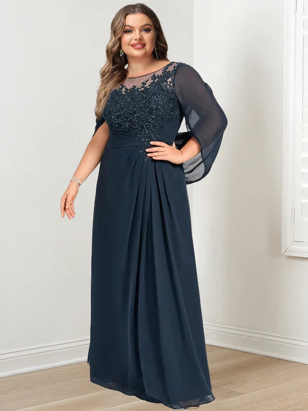 Ligne A/Princesse Scoop La Longueur du Sol Robes Mère de La Mariée avec Pleated & Paillettes