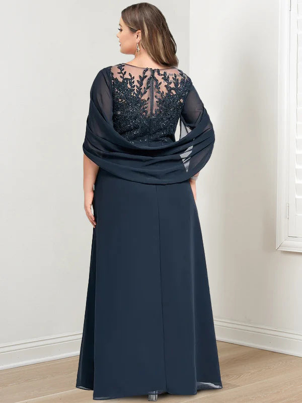 Ligne A/Princesse Scoop La Longueur du Sol Robes Mère de La Mariée avec Pleated & Paillettes