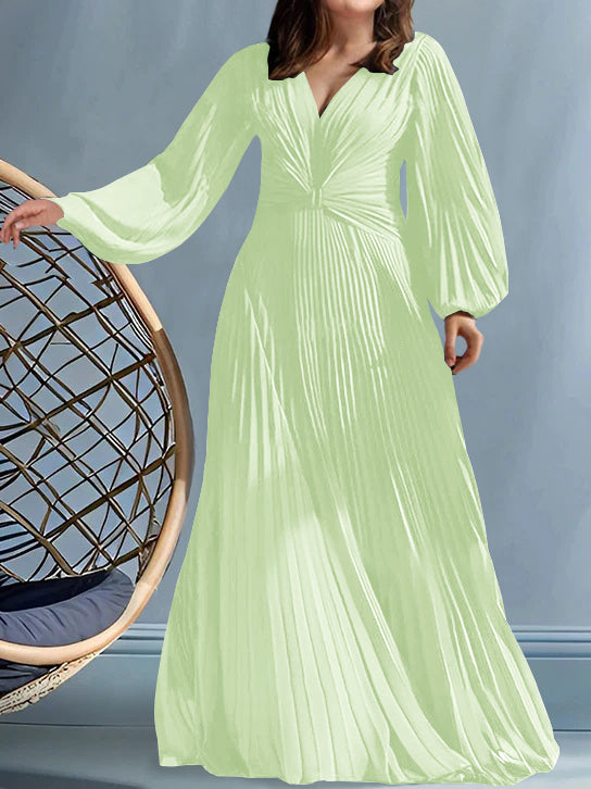 Robes de Mère de la Mariée Grande Taille à Col en V et Coupe Princesse avec Fronces
