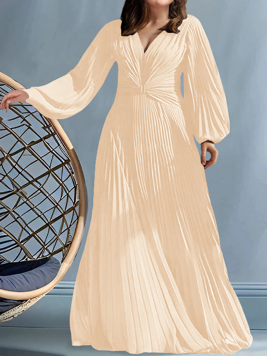 Robes de Mère de la Mariée Grande Taille à Col en V et Coupe Princesse avec Fronces