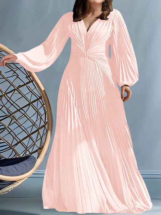 Robes de Mère de la Mariée Grande Taille à Col en V et Coupe Princesse avec Fronces