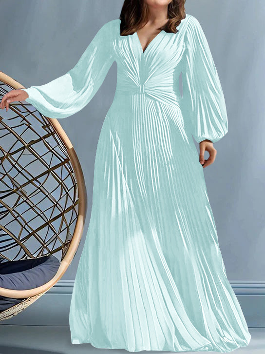 Robes de Mère de la Mariée Grande Taille à Col en V et Coupe Princesse avec Fronces