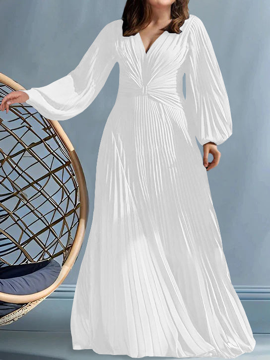 Robes de Mère de la Mariée Grande Taille à Col en V et Coupe Princesse avec Fronces