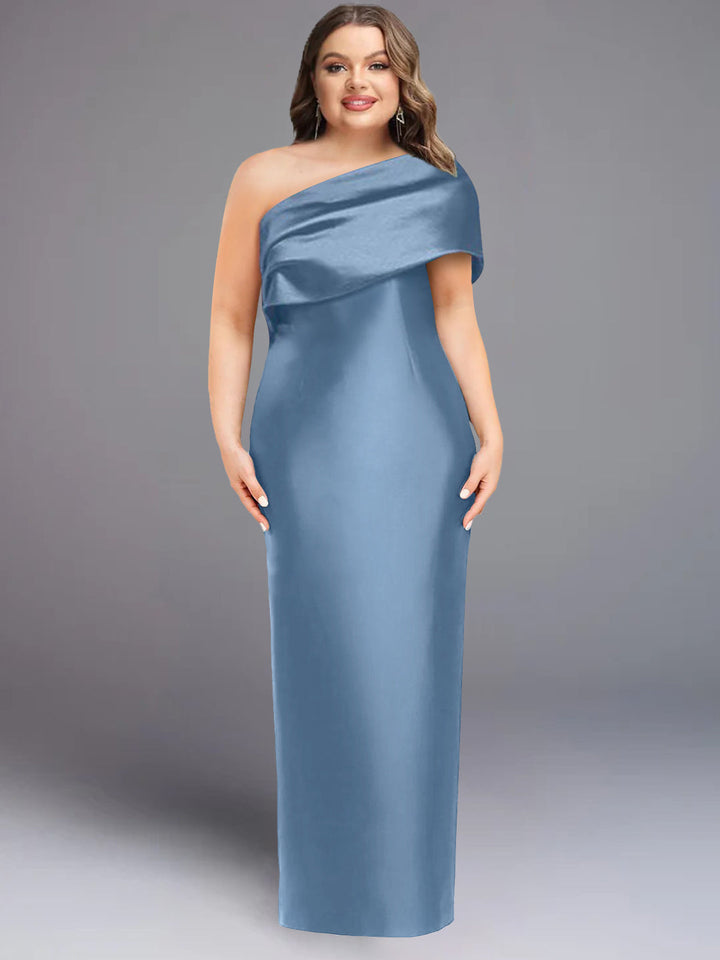 Robe de Mère de la Mariée Fourreau/Colonne à Une Épaule Sans Manches, Longueur Au Sol, avec Nœud