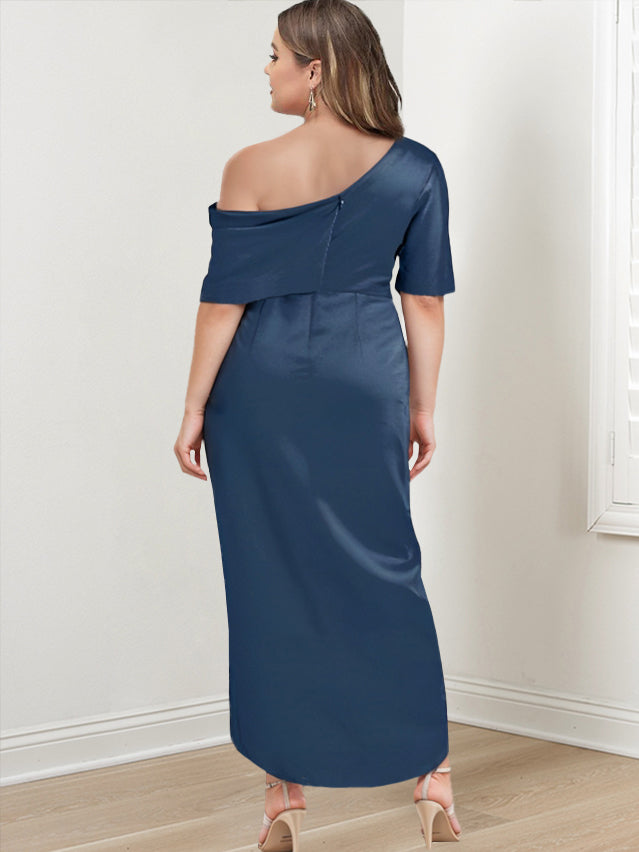 Robe de Mère de la Mariée Asymétrique à Une Épaule et à Manches Courtes avec Volants