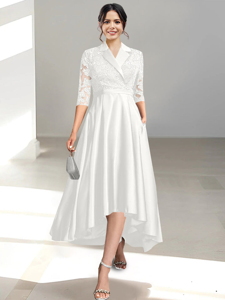 Robes de Mère de la Mariée Fourreau/Colonne à Col en V et Longueur Thé