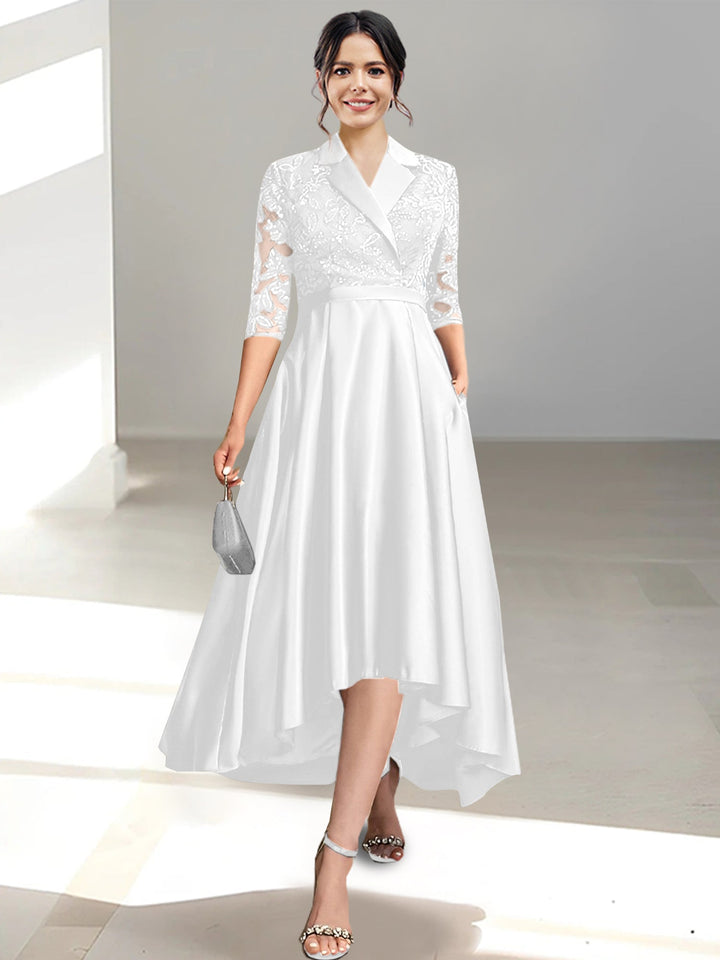 Robes de Mère de la Mariée Fourreau/Colonne à Col en V et Longueur Thé