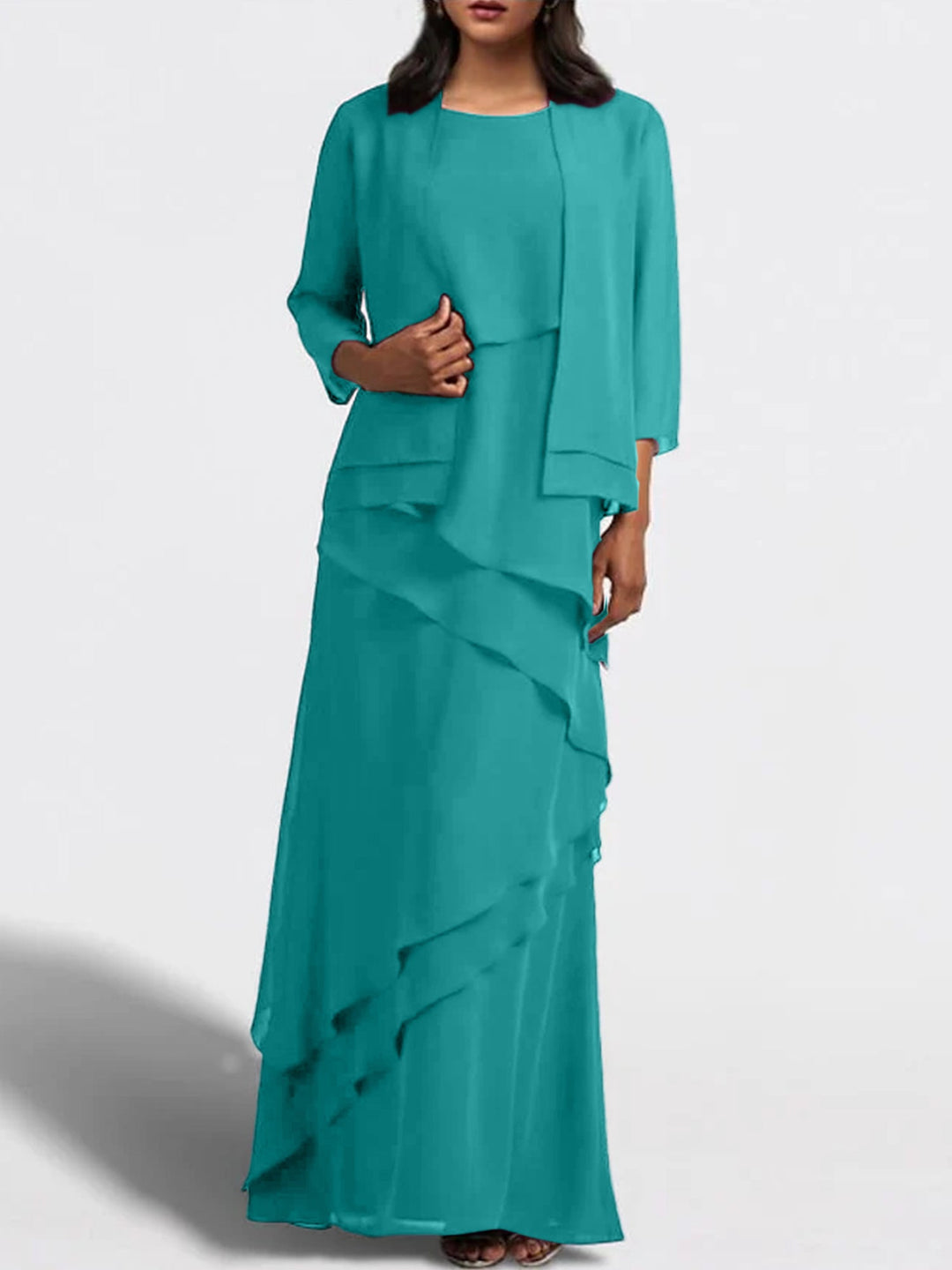 Robes de Mère de la Mariée Fourreau/Colonne Longueur Au Sol avec Veste