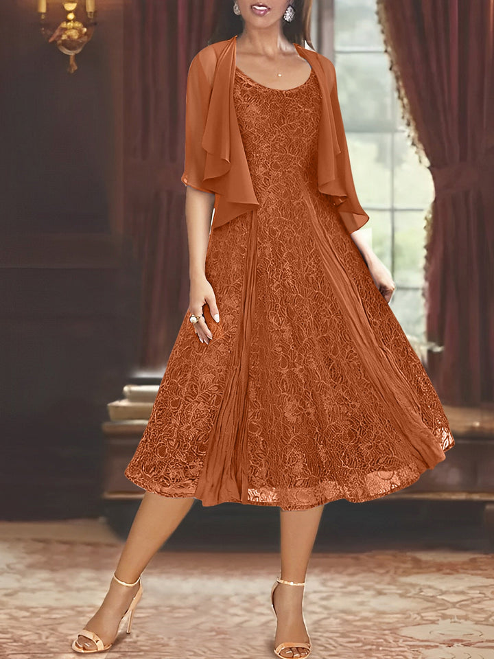 Robe de Mère de la Mariée Coupe A-Line/Princess à Manches Mi-Longues et Décolleté Plongeant avec Appliques et Veste