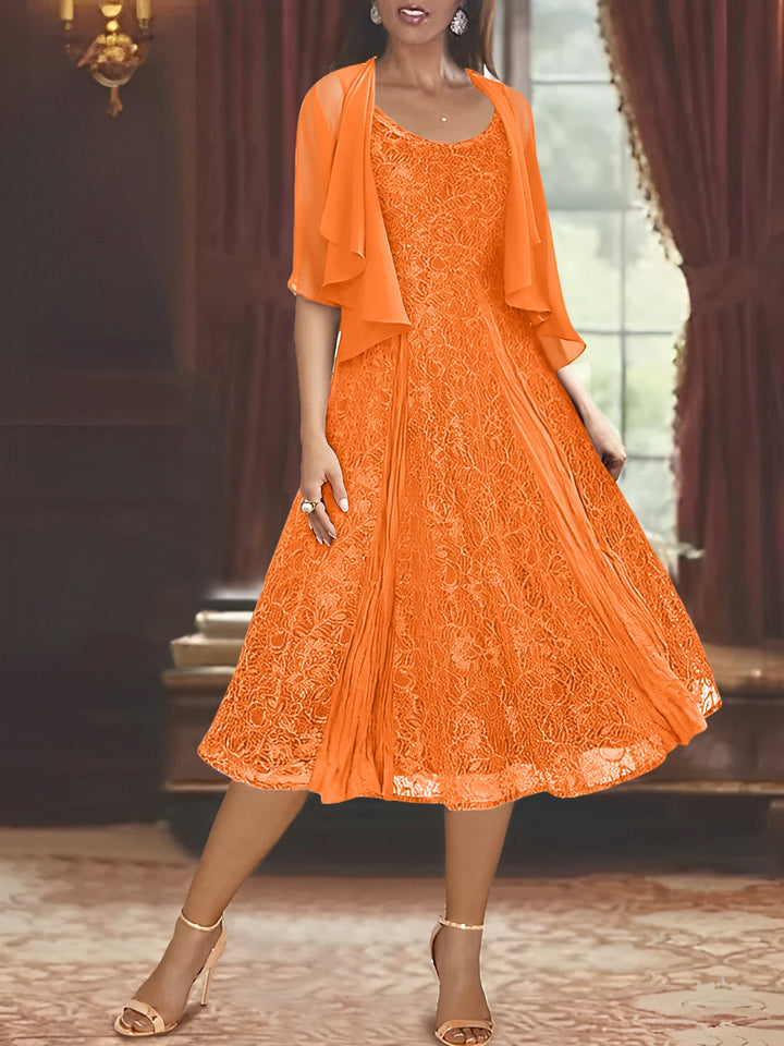 Robe de Mère de la Mariée Coupe A-Line/Princess à Manches Mi-Longues et Décolleté Plongeant avec Appliques et Veste