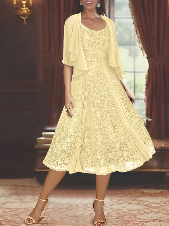 Robe de Mère de la Mariée Coupe A-Line/Princess à Manches Mi-Longues et Décolleté Plongeant avec Appliques et Veste