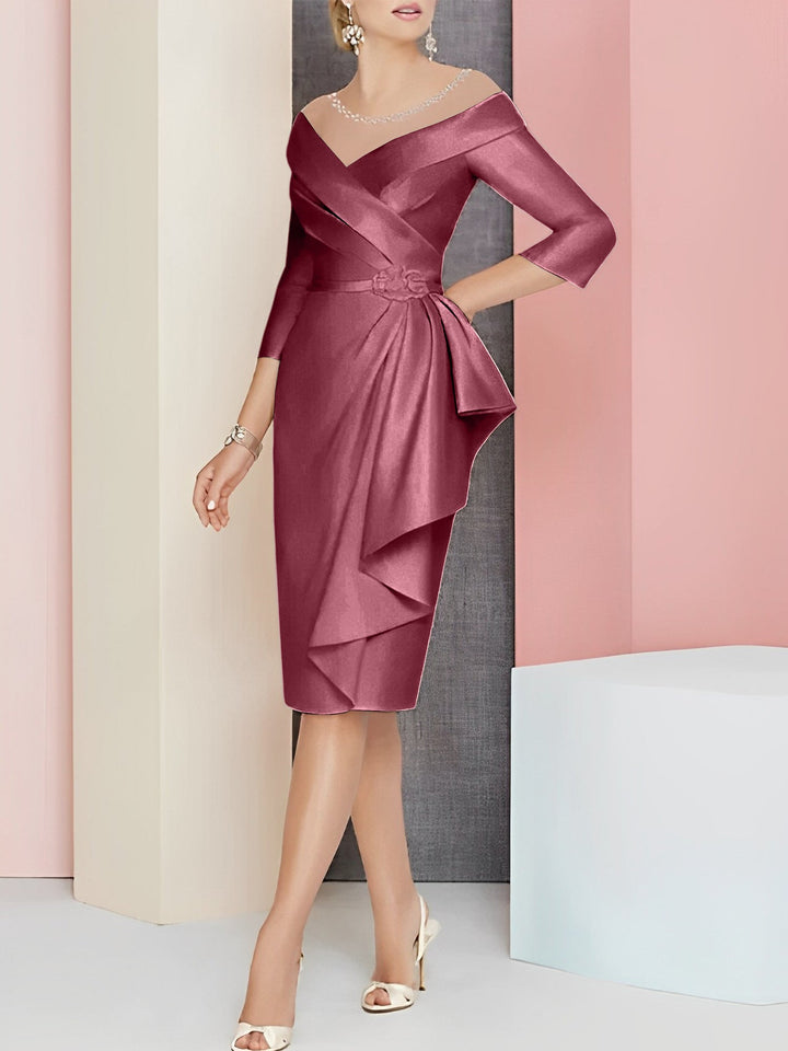 Robes de Mère de la Mariée Fourreau/Colonne à Col en V et Longueur Genou