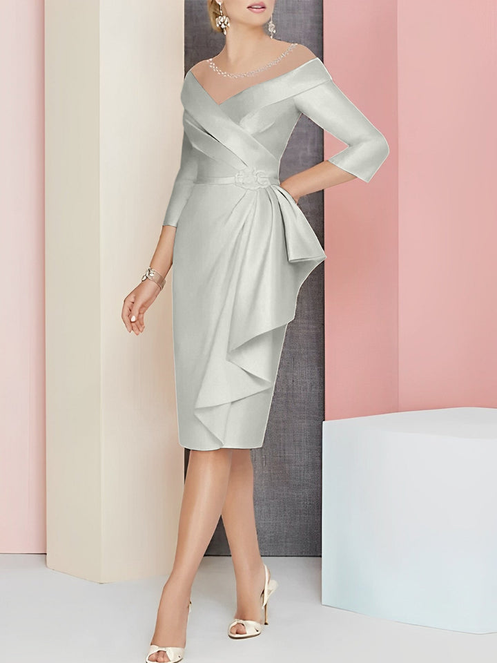 Robes de Mère de la Mariée Fourreau/Colonne à Col en V et Longueur Genou