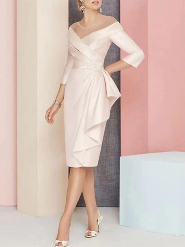 Robes de Mère de la Mariée Fourreau/Colonne à Col en V et Longueur Genou