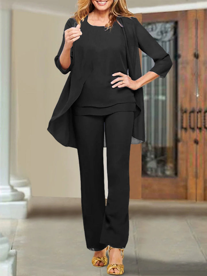 Tailleur-Pantalon en Mousseline de Soie pour Mère de la Mariée