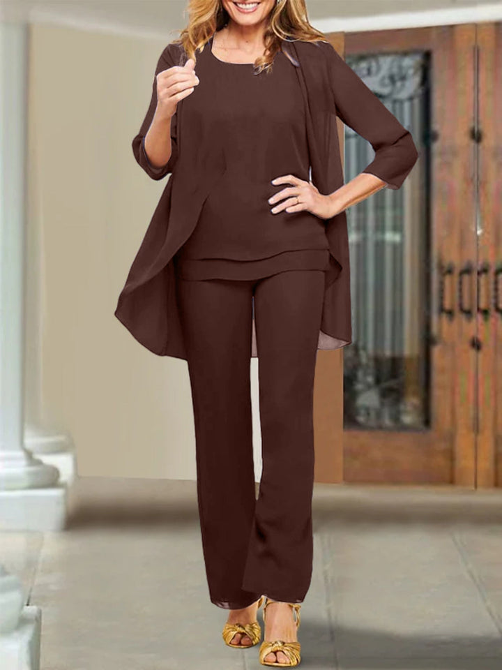 Tailleur-Pantalon en Mousseline de Soie pour Mère de la Mariée