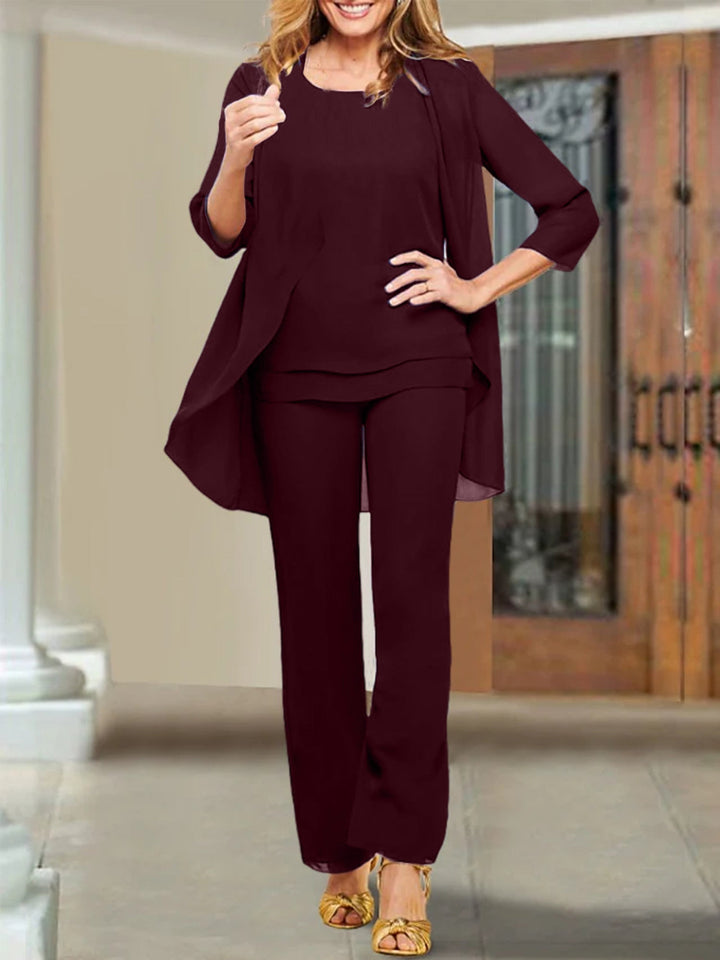 Tailleur-Pantalon en Mousseline de Soie pour Mère de la Mariée